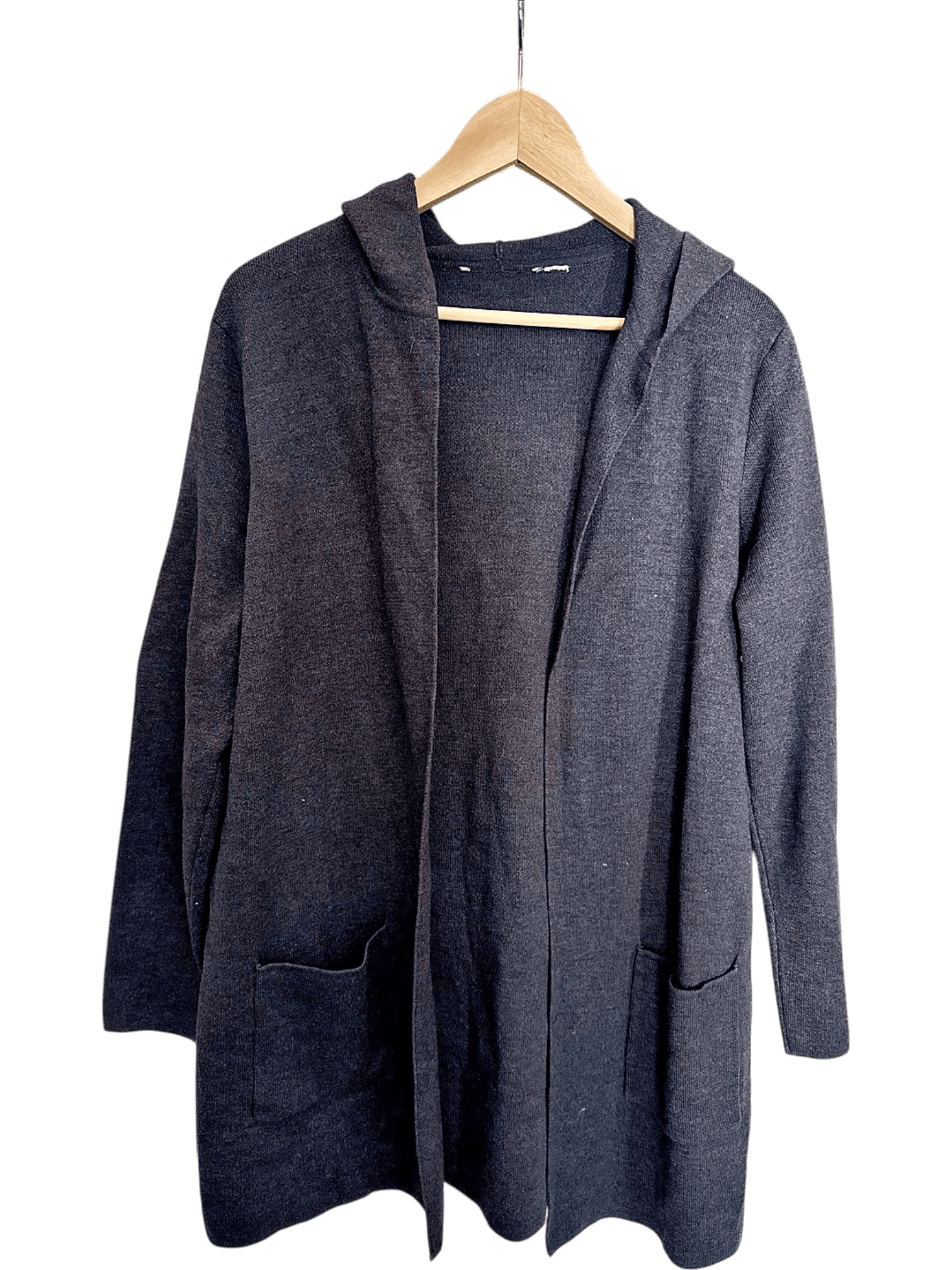 Schwarzer Langer Cardigan mit Kapuze - Unisex 1