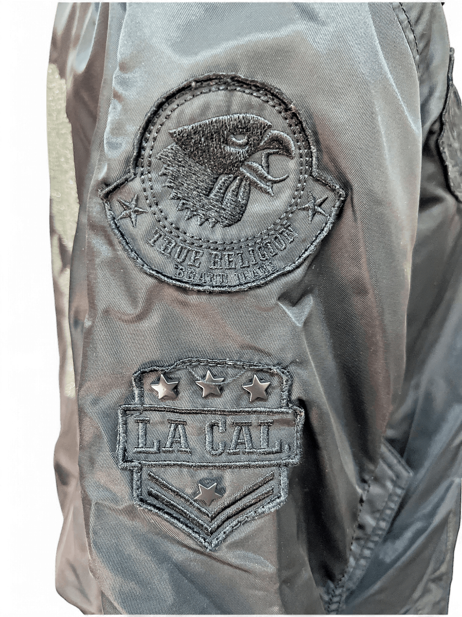 Schwarze Bomber-Jacke mit USA-Flagge - Militär-Style 4