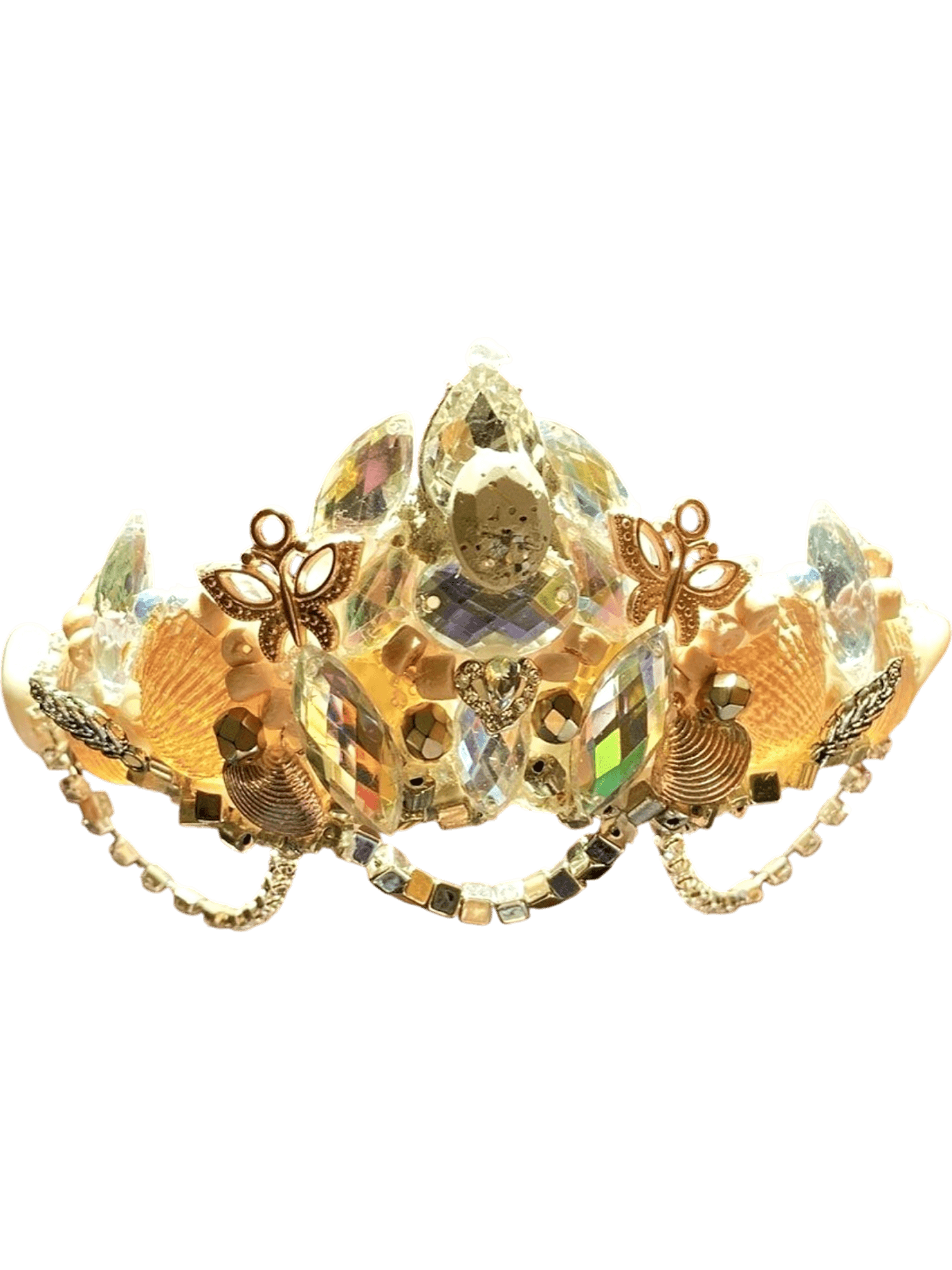 Handgemachte Muschelkrone mit Schmetterlingsdesign 1
