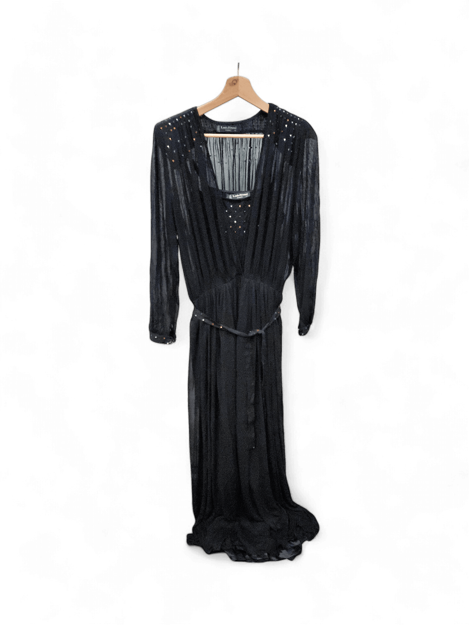 Vintage Louis Féraud Schwarzes Maxi-Kleid 1
