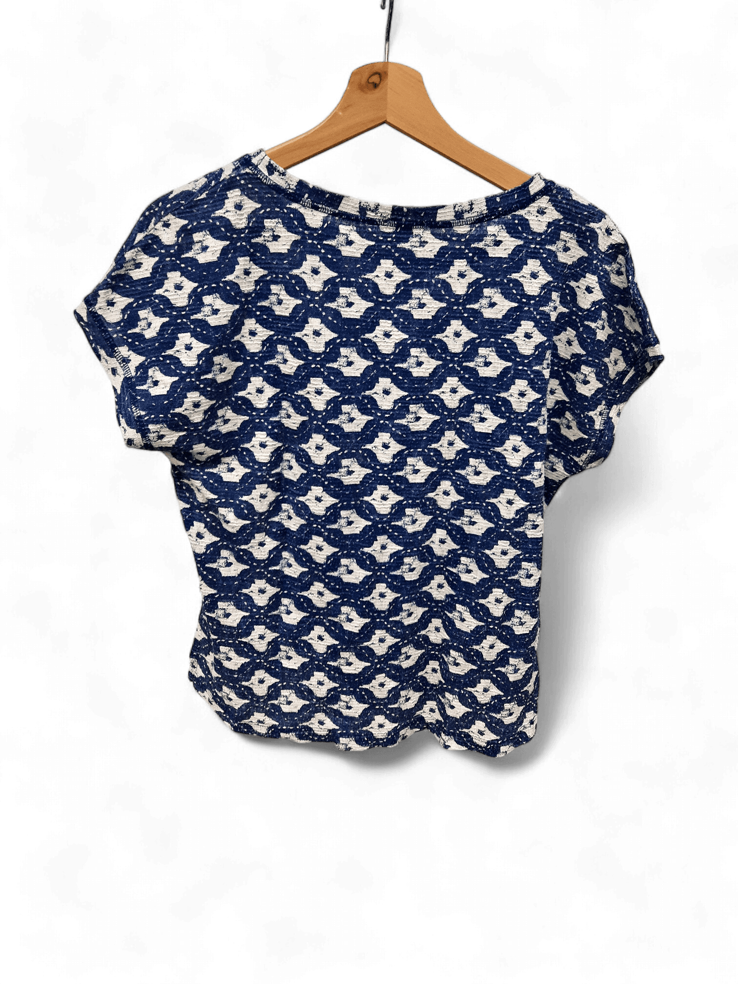 Modernes T-Shirt mit blau-weißem Muster, Größe S 2