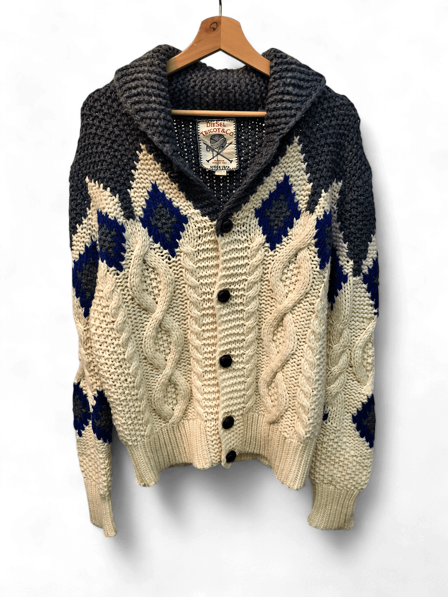 Diesel Vintage Strickjacke mit Zopfmuster 1
