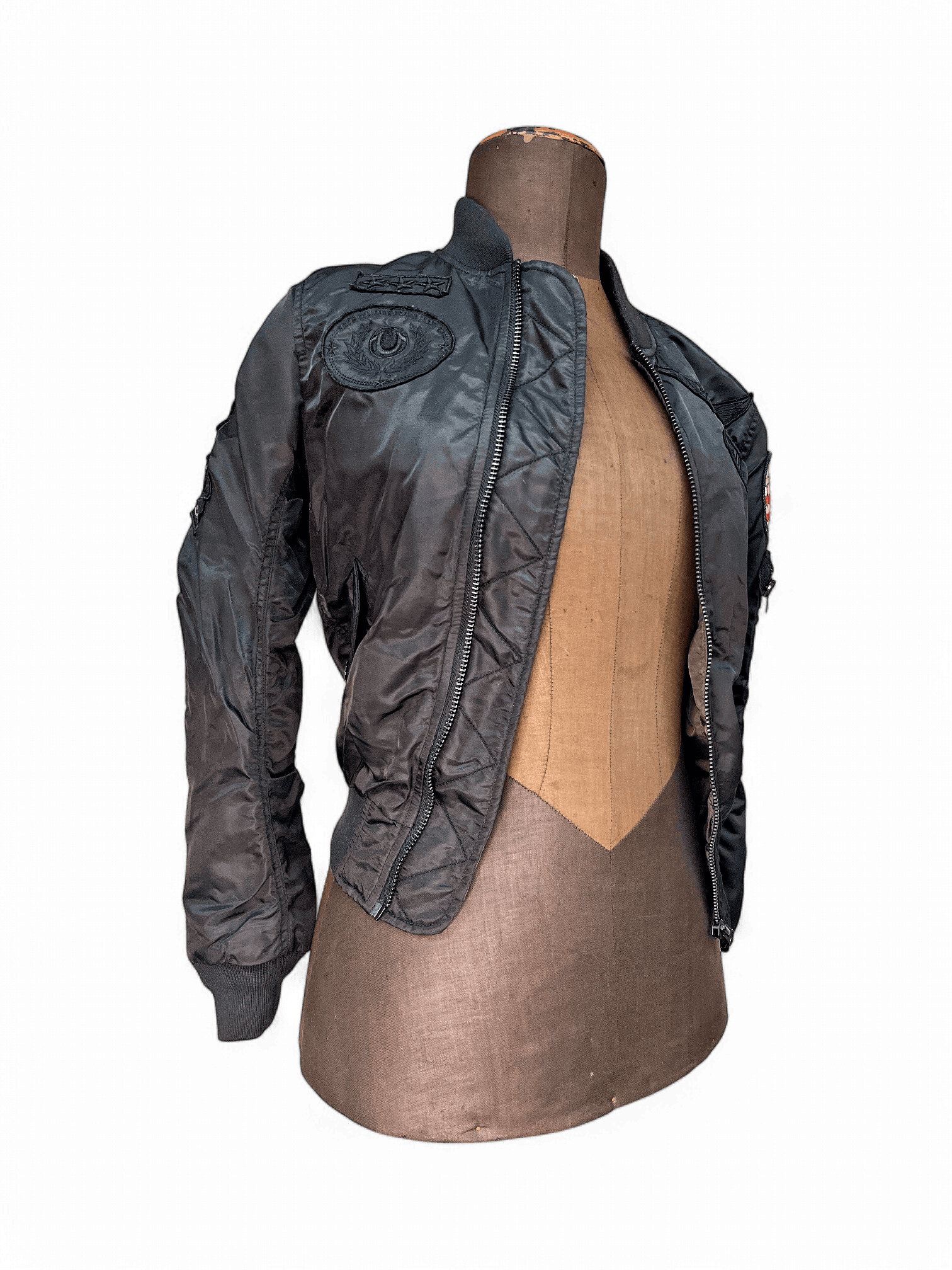 Schwarze Bomber-Jacke mit USA-Flagge - Militär-Style 1