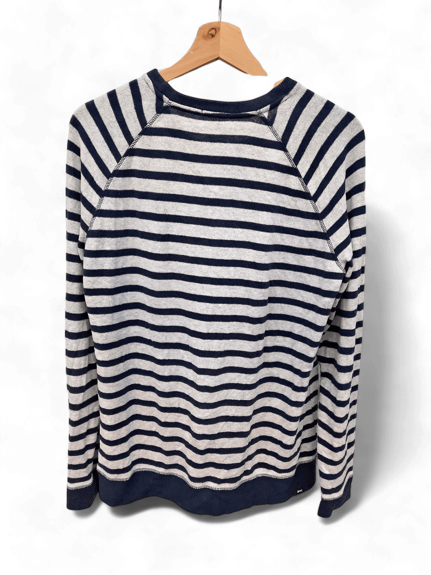 Moderner Denham Baumwoll-Pullover mit Streifenmuster in Blau und Grau 2