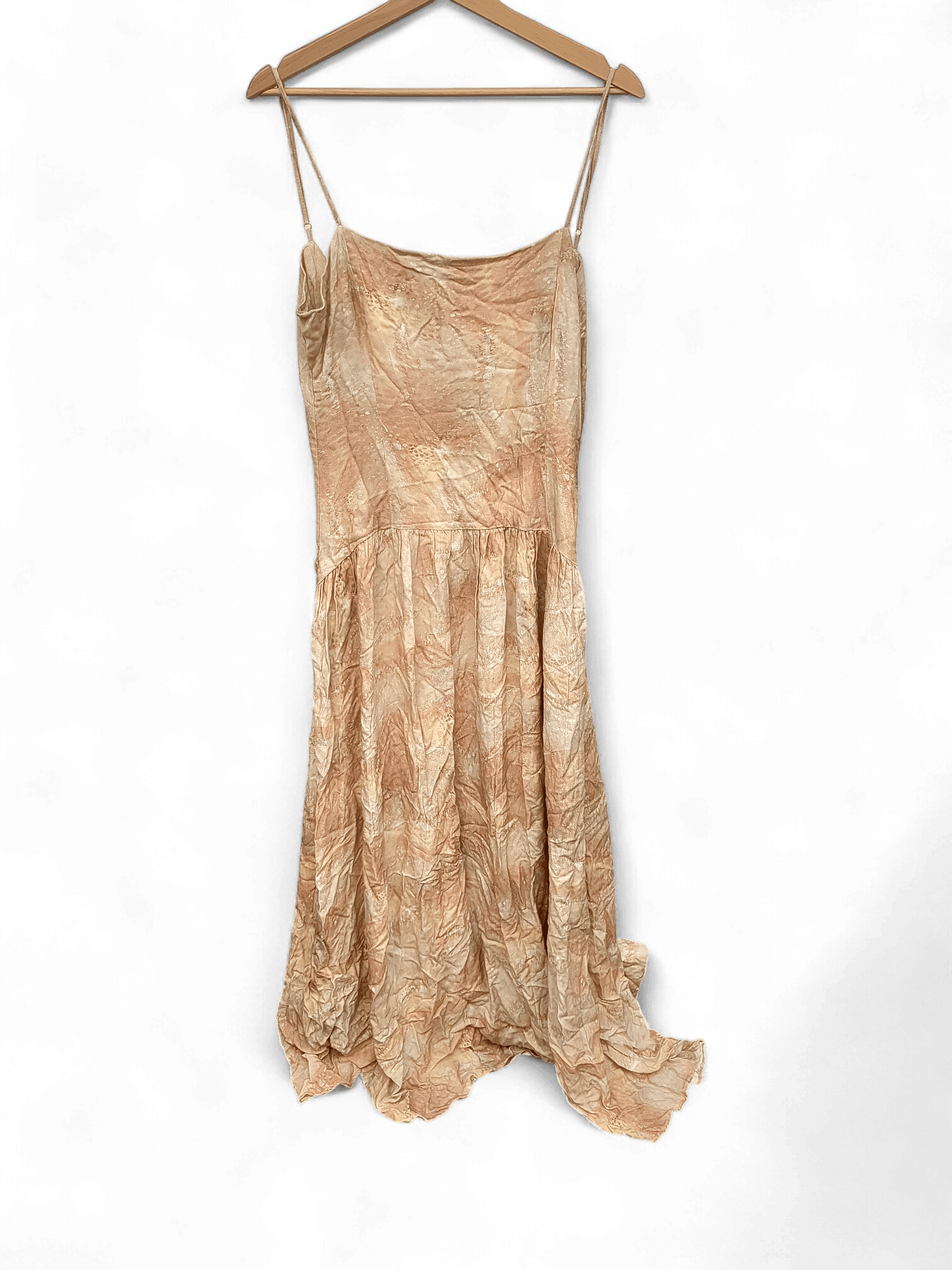 Elegantes Vintage Maxikleid in Beige-Gold 1