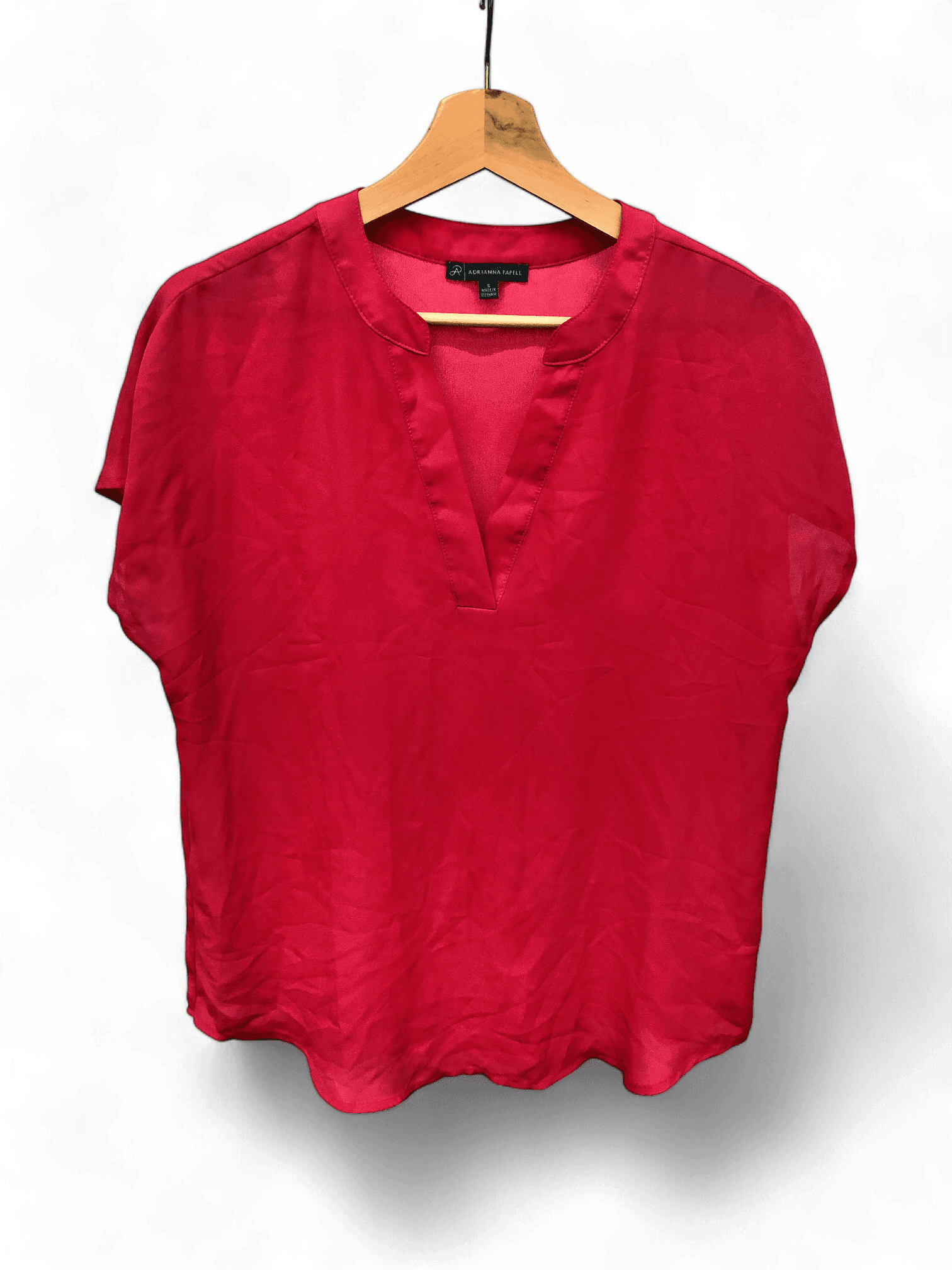 Elegante rote Kurzarm-Bluse von Adrianna Papell 1