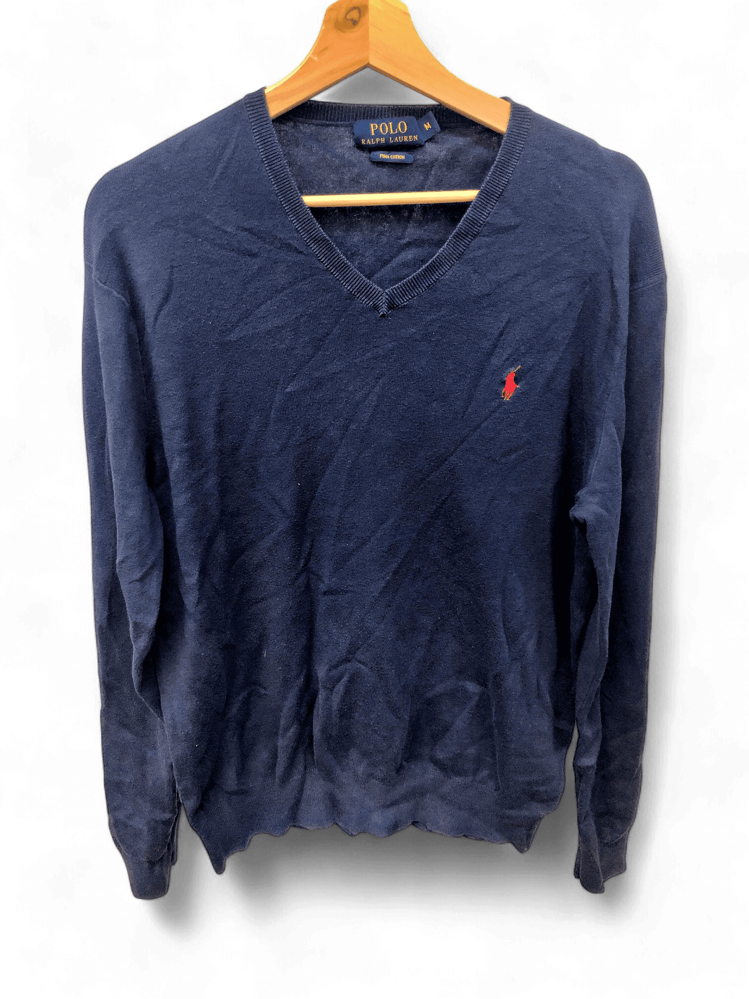 Klassischer Polo Ralph Lauren V-Ausschnitt Pullover in Navy 1
