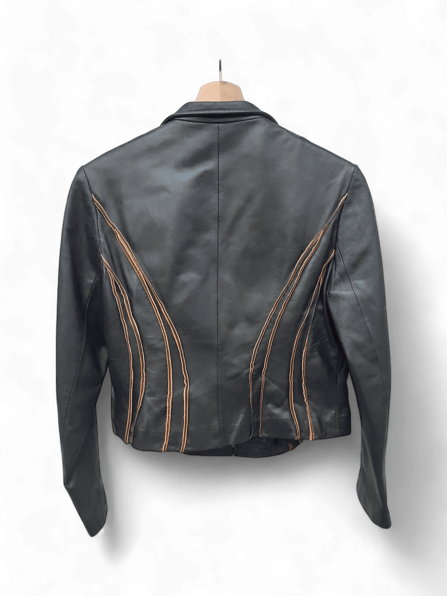 Elegante Anne Klein Lederjacke mit braunen Akzenten 2